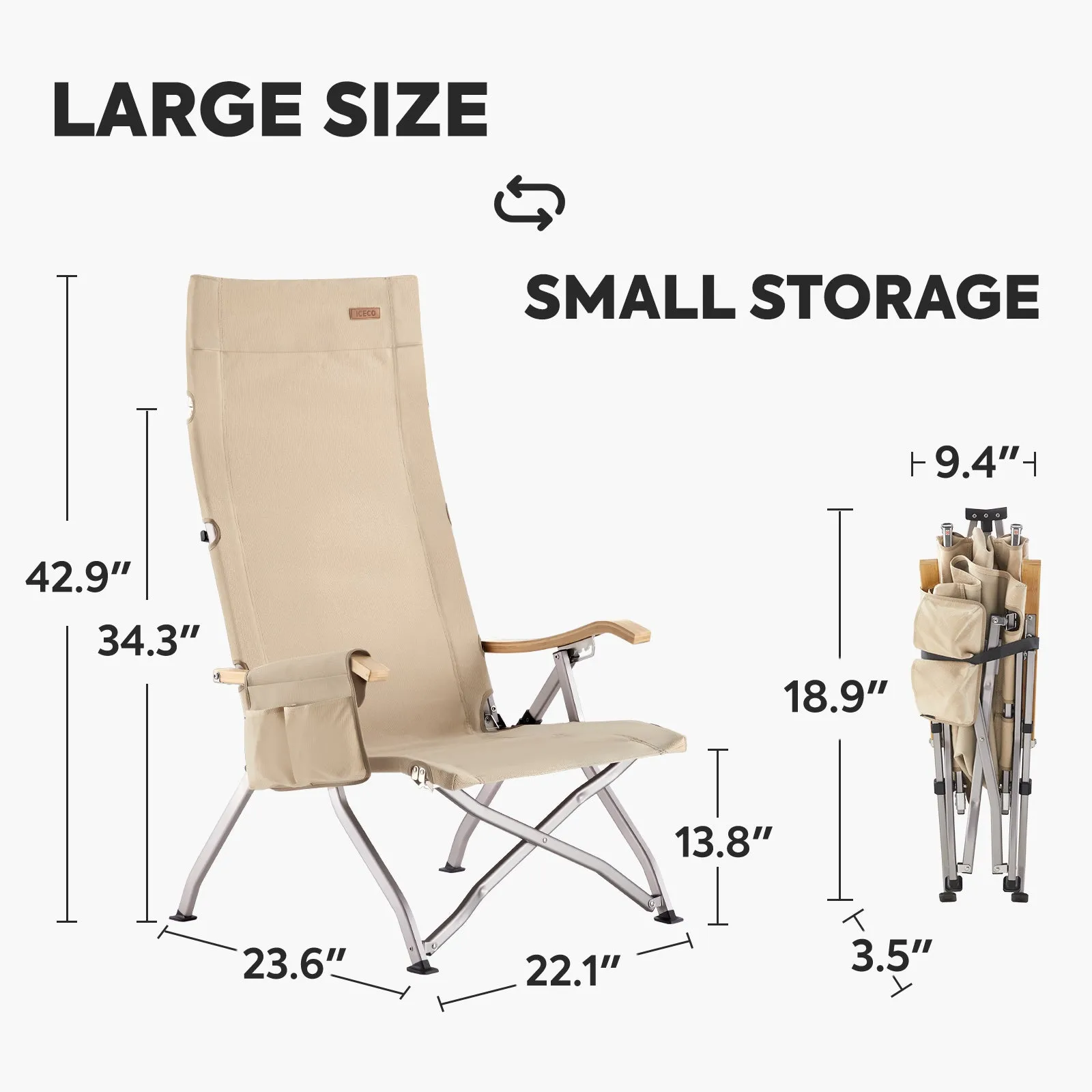 Ha1600L 4 Positions Adjustable Camping Chairs for Adults