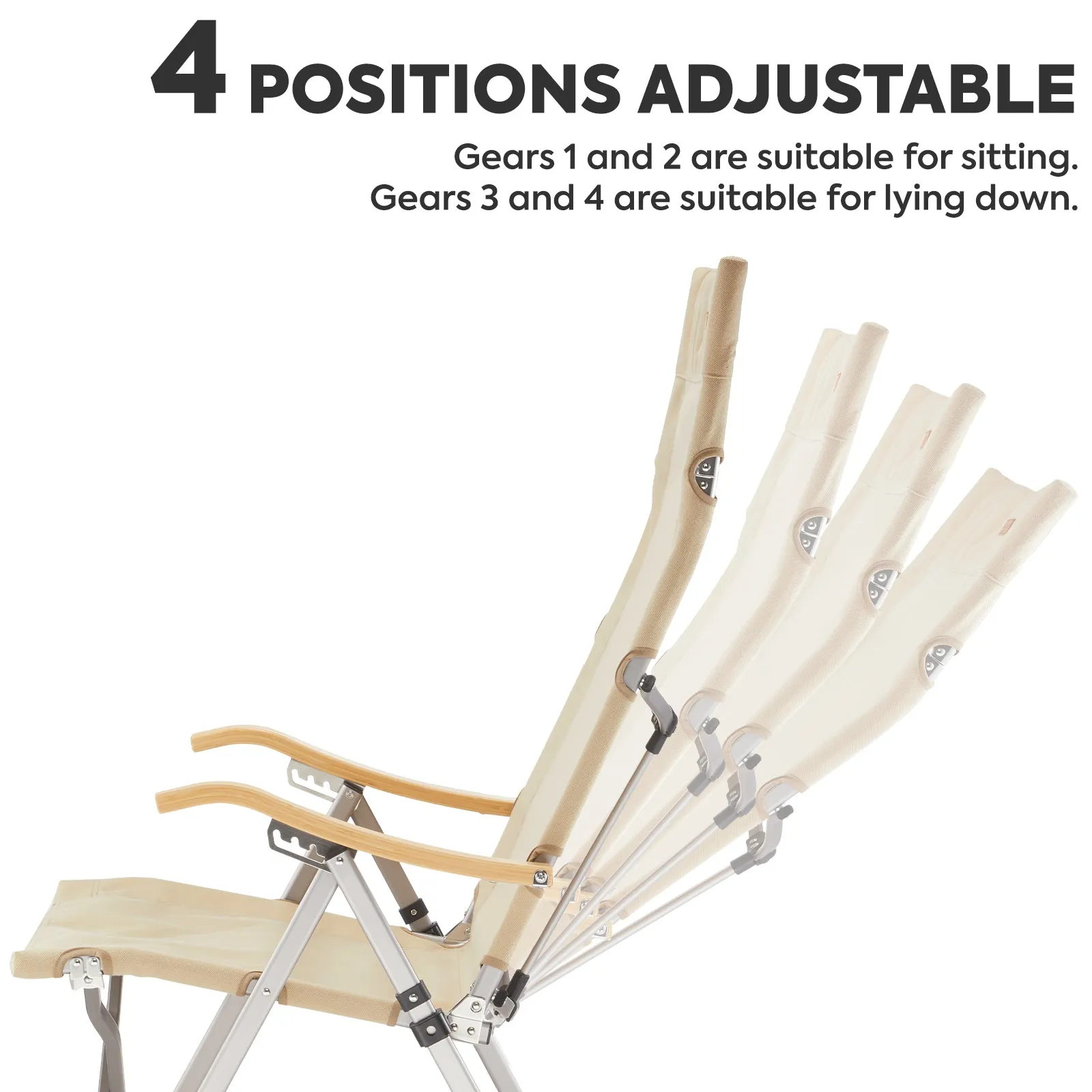 Ha1600L 4 Positions Adjustable Camping Chairs for Adults