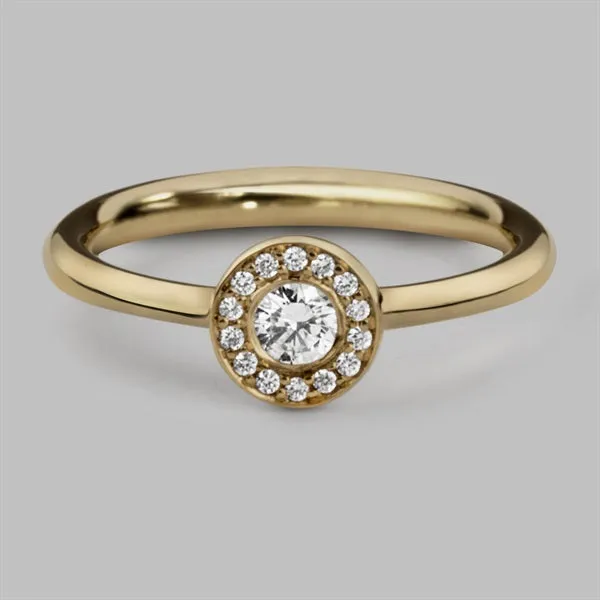 Halo 3 Ring in 9ct Yellow Gold with Diamond, Size K1/2