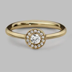 Halo 3 Ring in 9ct Yellow Gold with Diamond, Size K1/2