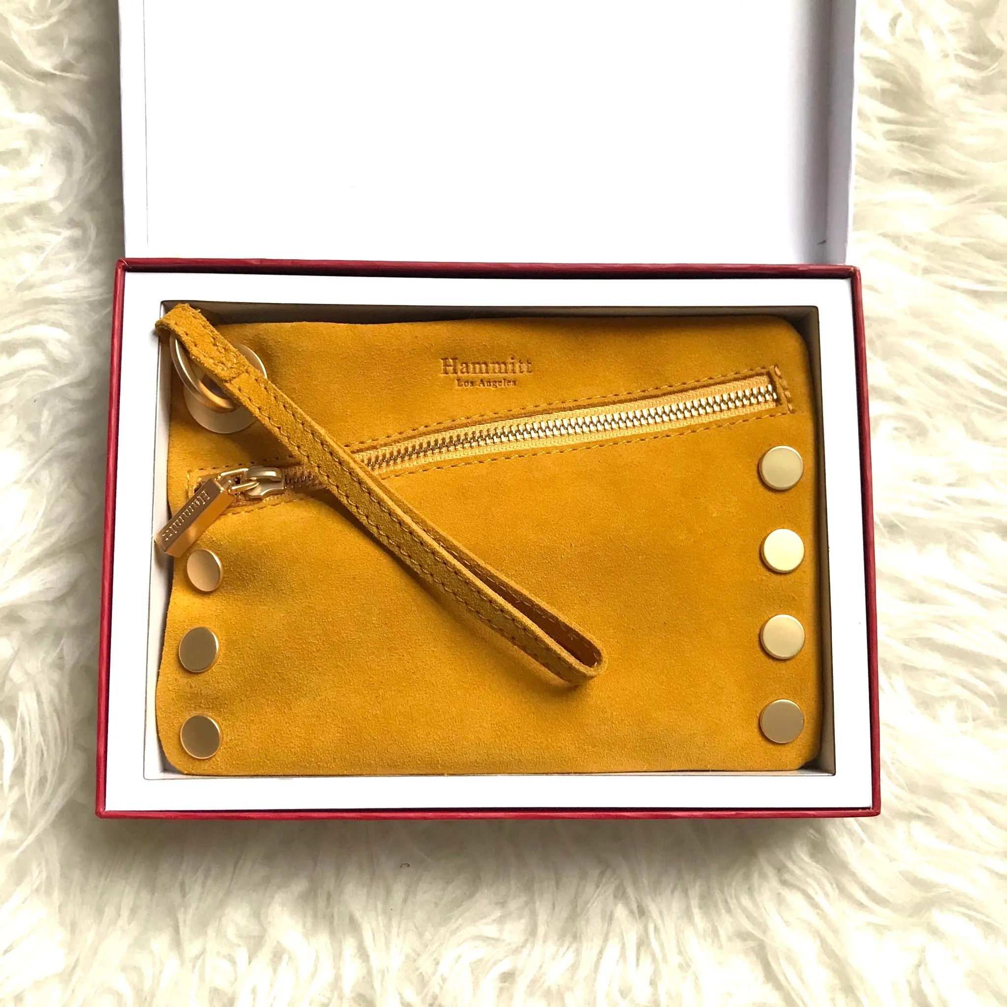 Hammitt Yellow Zipper Front Clutch