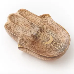 Hamsa Mango Wood Trinket Dish