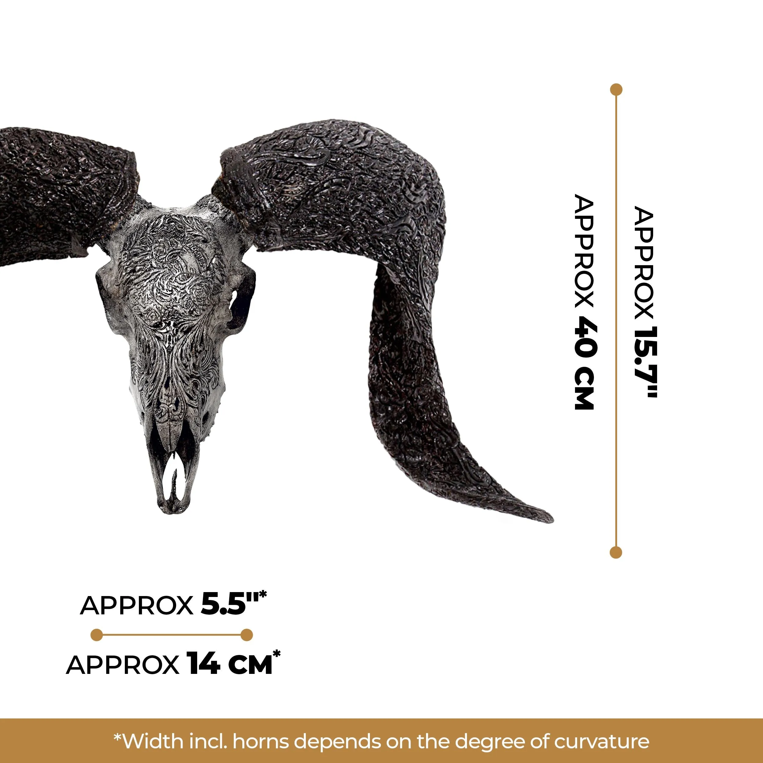 Hand Carved Ram Skull - Gray Aquarius