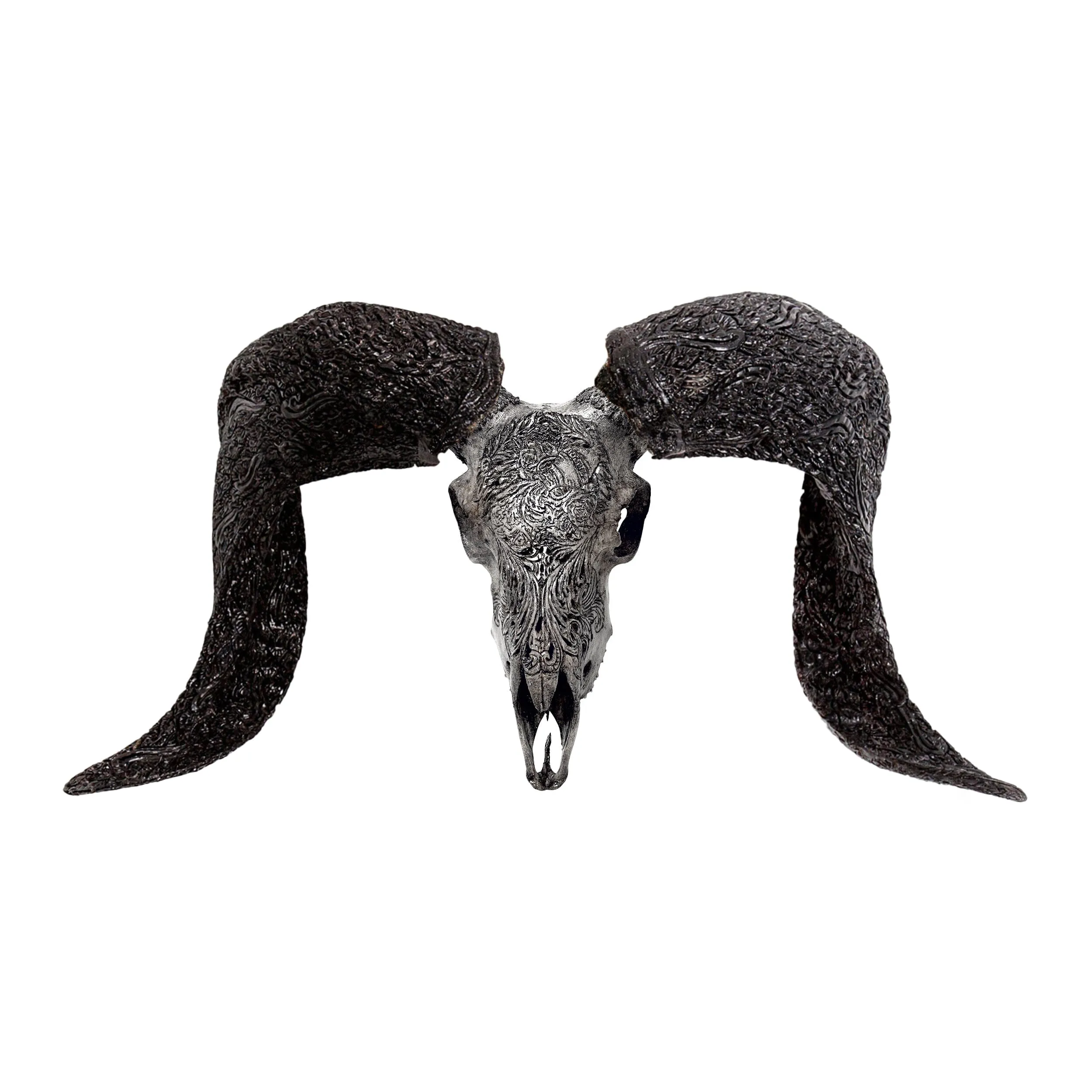 Hand Carved Ram Skull - Gray Aquarius
