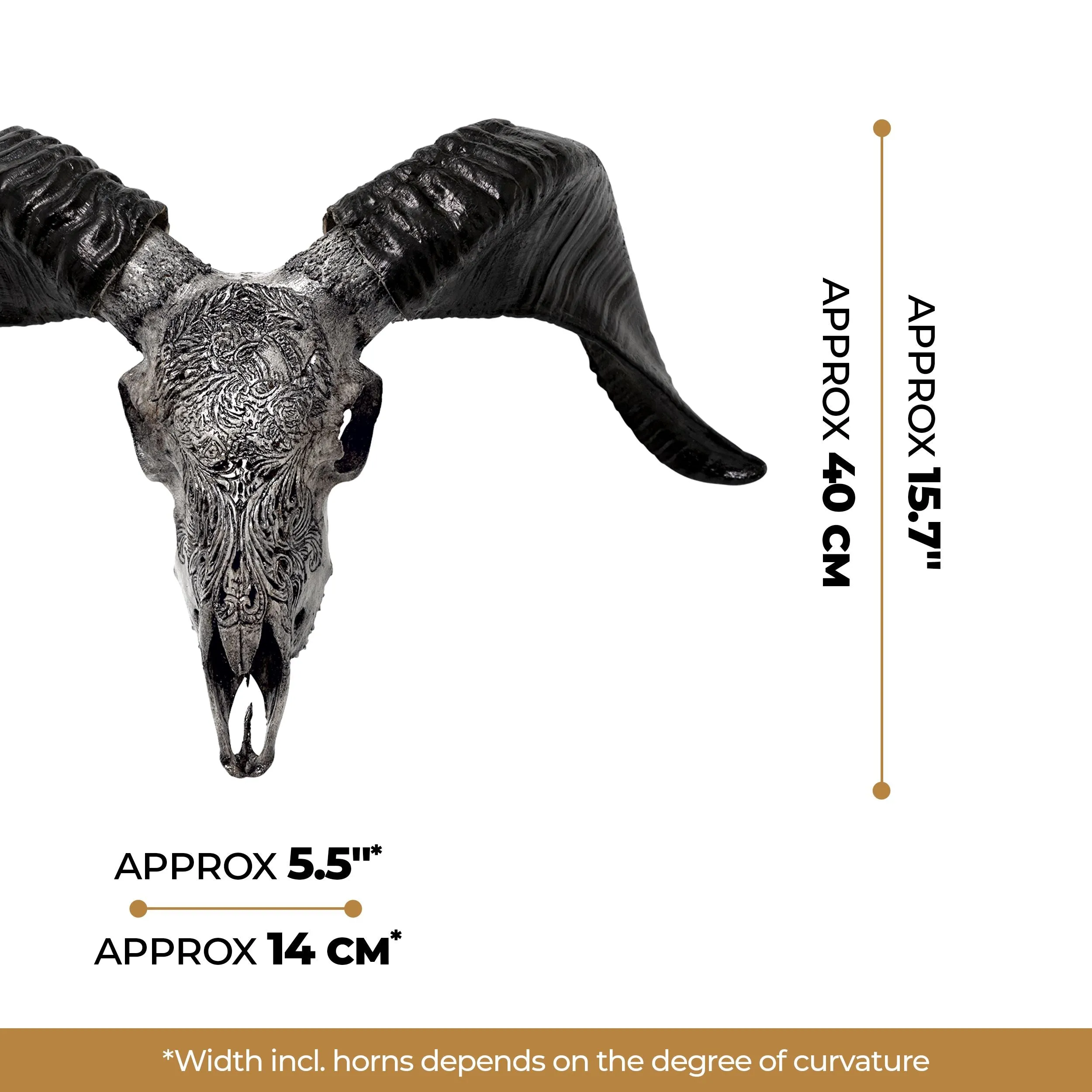 Hand Carved Ram Skull - Gray Aquarius