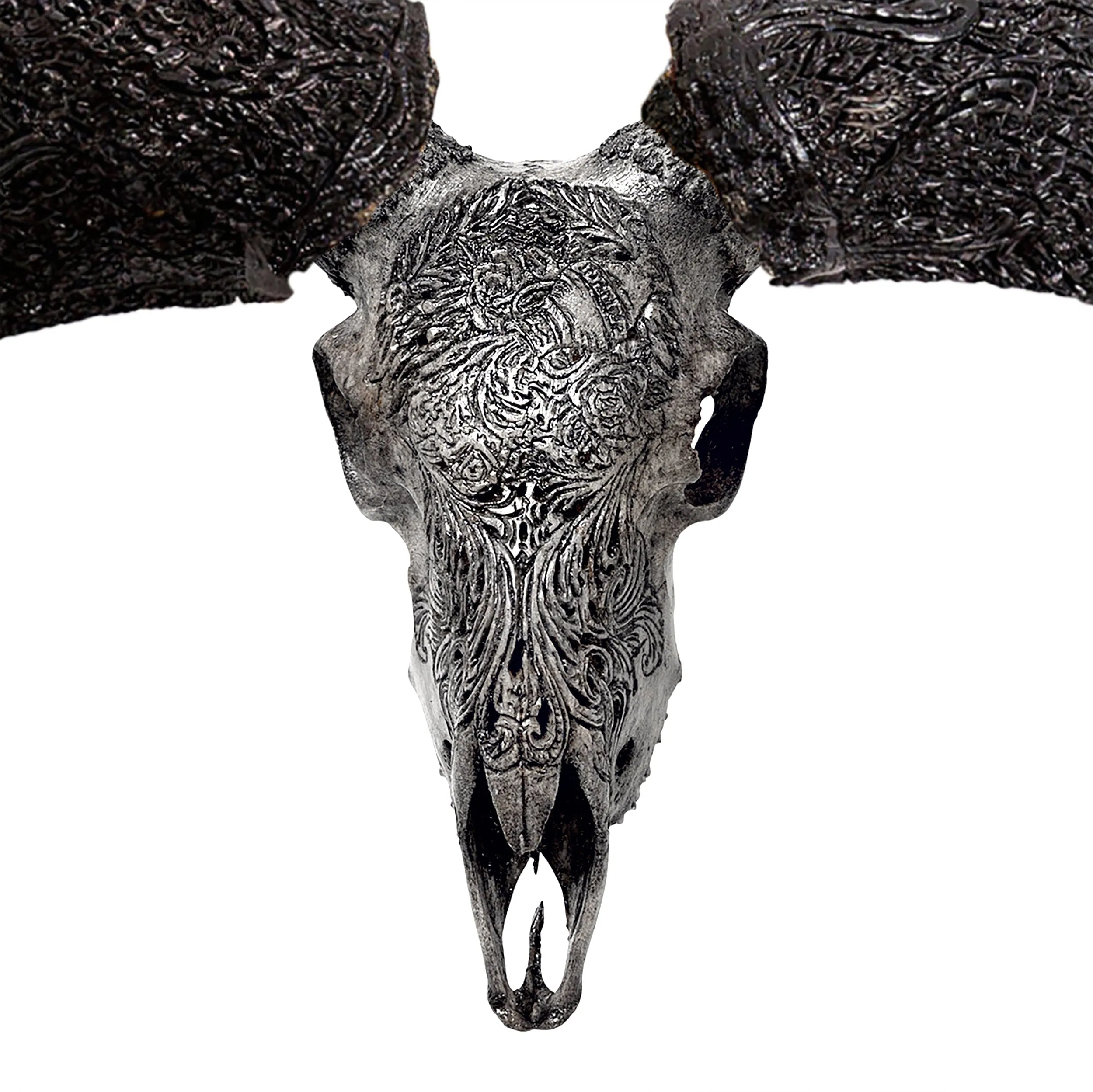 Hand Carved Ram Skull - Gray Aquarius