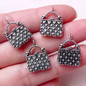 Handbag Charms Purse Charm Pouch Charm (4pcs / 13mm x 18mm / Tibetan Silver / 2 Sided) Lady Fashion Charm Bracelet Dust Plug Charm CHM1266