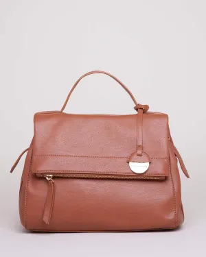 Handbag zip closure flap