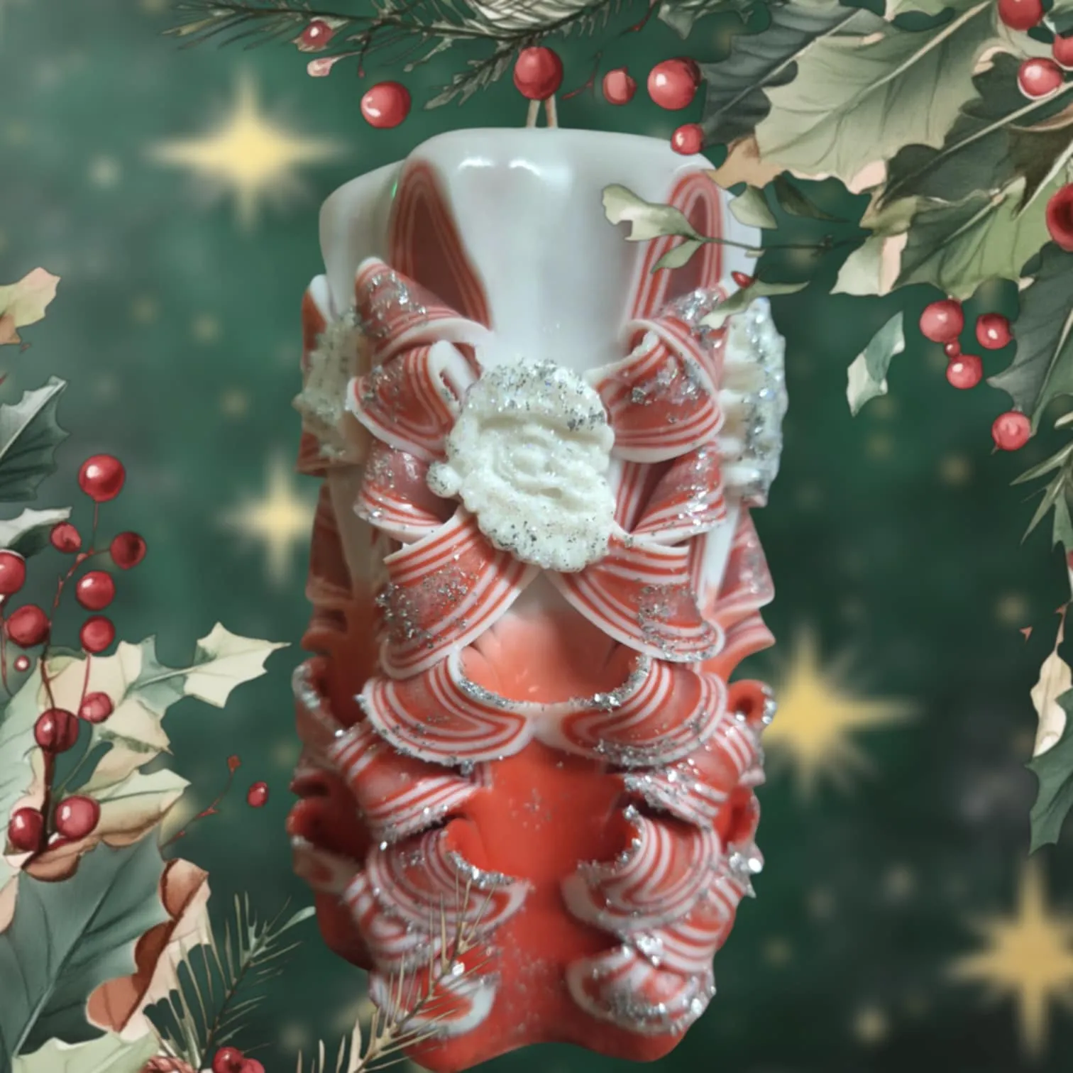 Handmade  Carved Candle -Christmas design