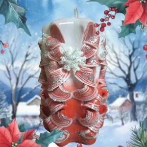 Handmade  Carved Candle -Christmas design
