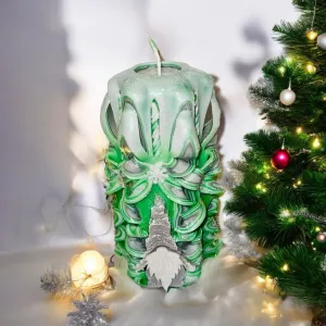 Handmade Carved Candle - Christmas Gonk Design