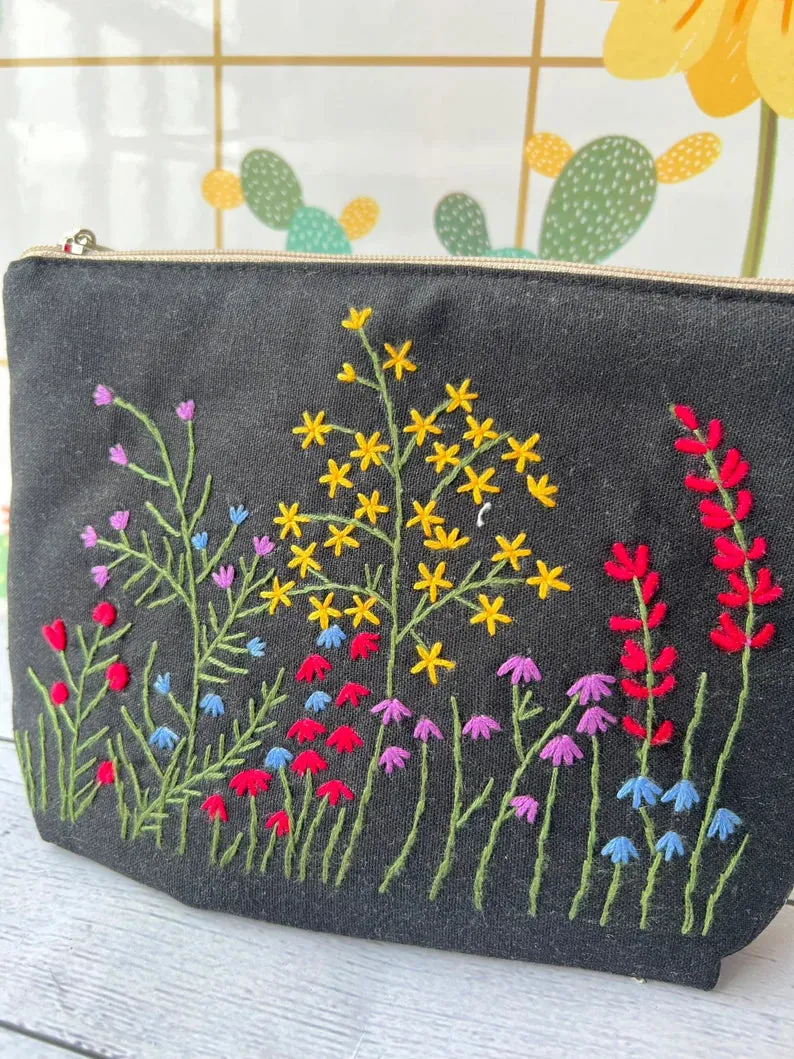 Handmade Little Flowers Makeup Bag