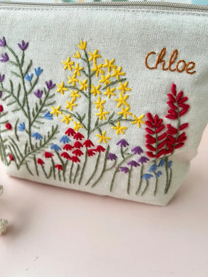 Handmade Little Flowers Makeup Bag