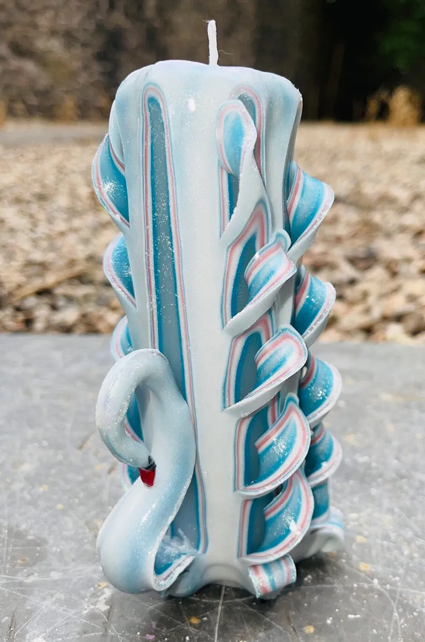 Handmade unfragranced carved candle - Swan design