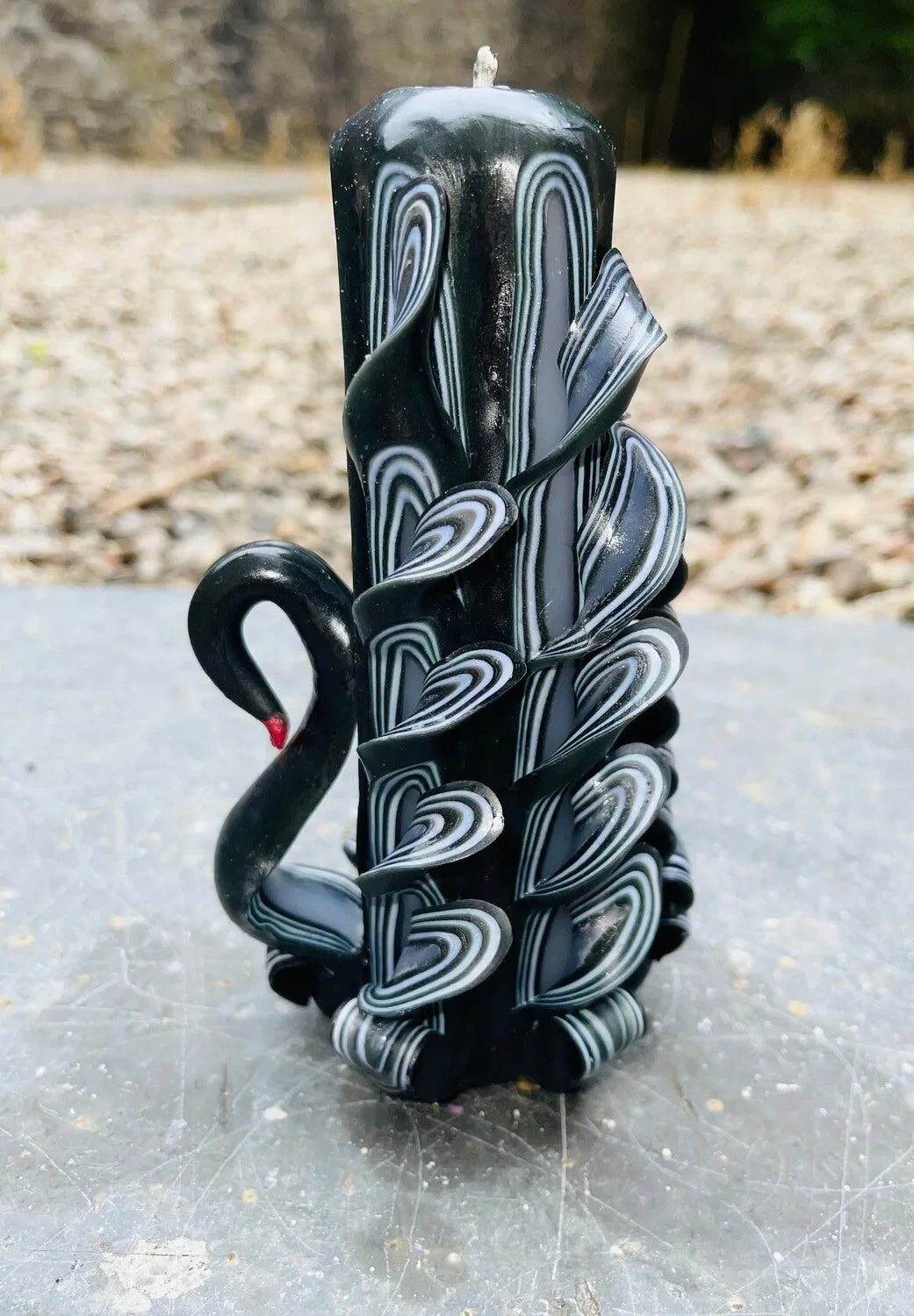 Handmade unfragranced carved candle - Swan design