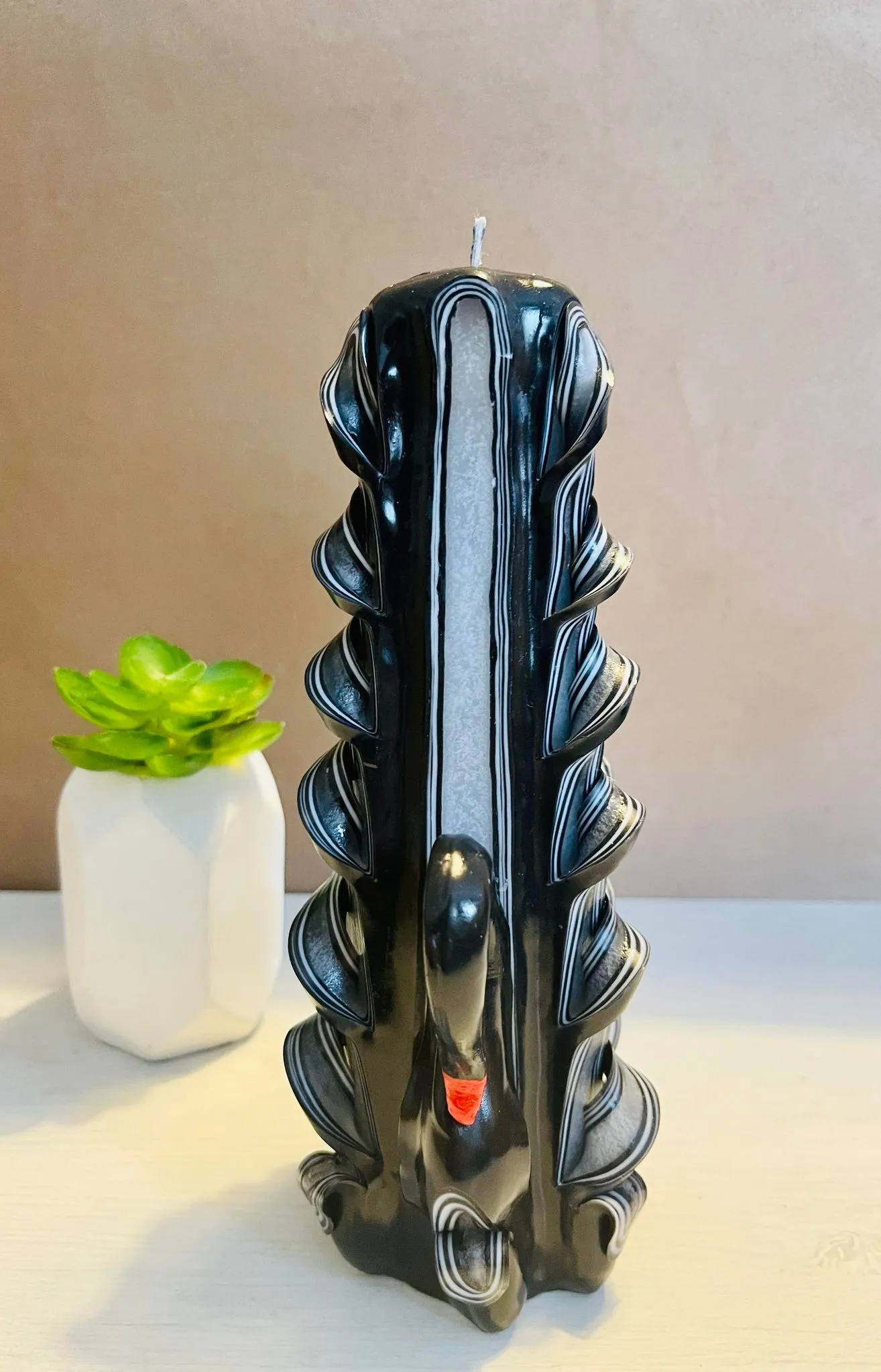 Handmade unfragranced carved candle - Swan design