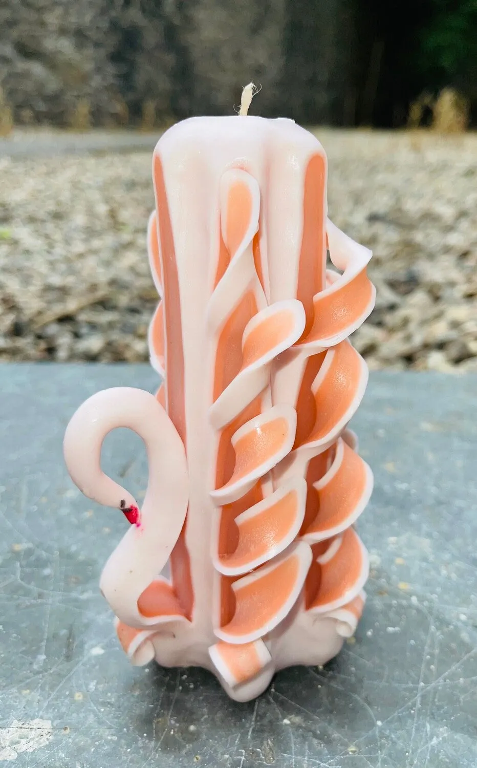 Handmade unfragranced carved candle - Swan design