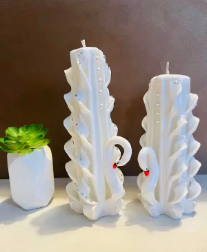 Handmade unfragranced carved candle - Swan design