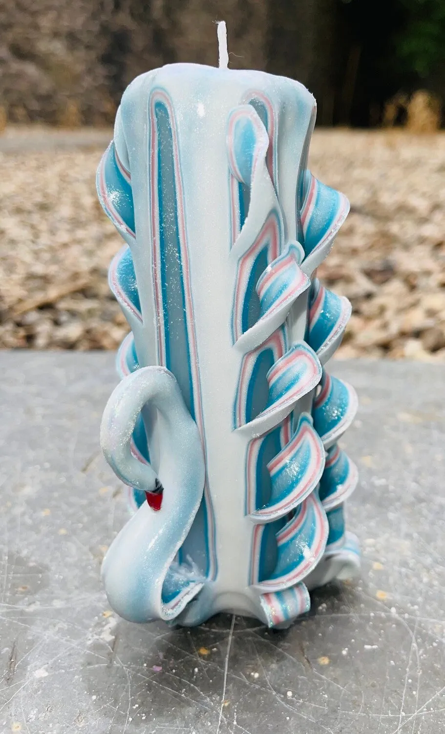Handmade unfragranced carved candle - Swan design