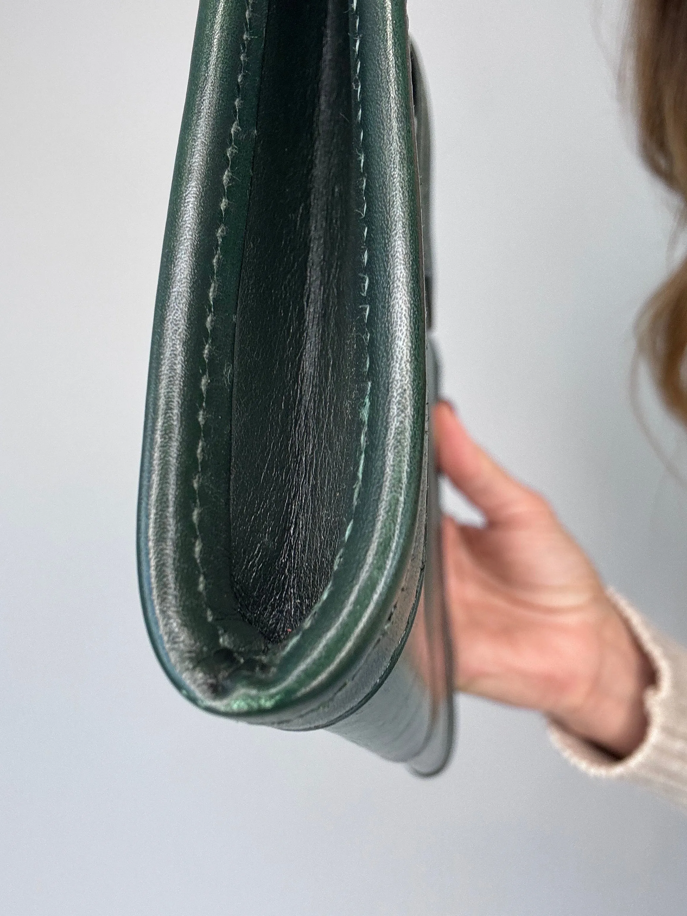 Hermes Jige PM Clutch Bag Dark Green Box Calf