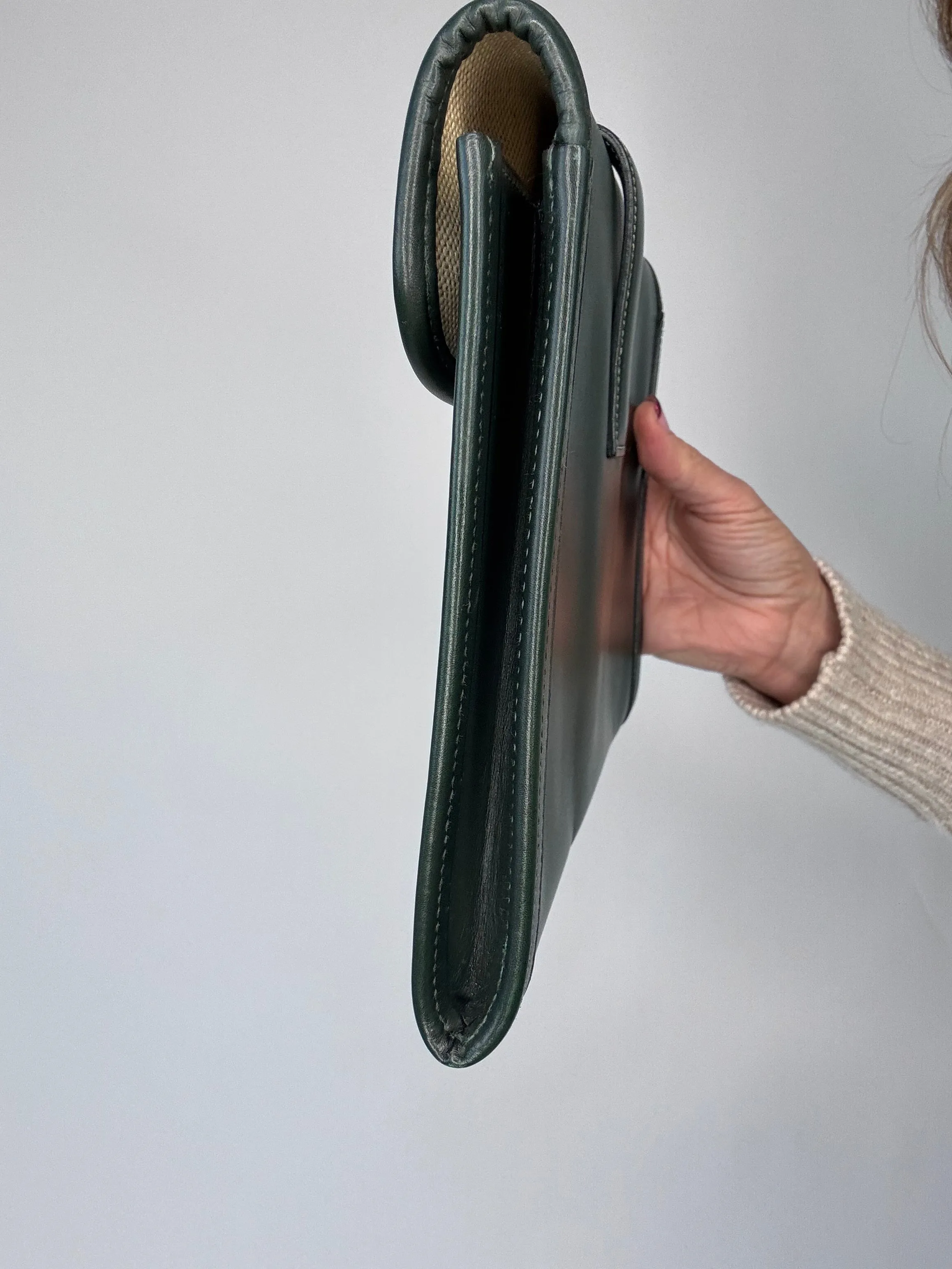 Hermes Jige PM Clutch Bag Dark Green Box Calf