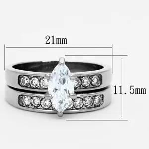 High polished (no plating) Stainless Steel Ring with AAA Grade CZ in Clear for Women Style TK1319
