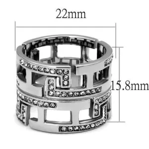 High polished (no plating) Stainless Steel Ring with Top Grade Crystal in Clear for Women Style TK3105
