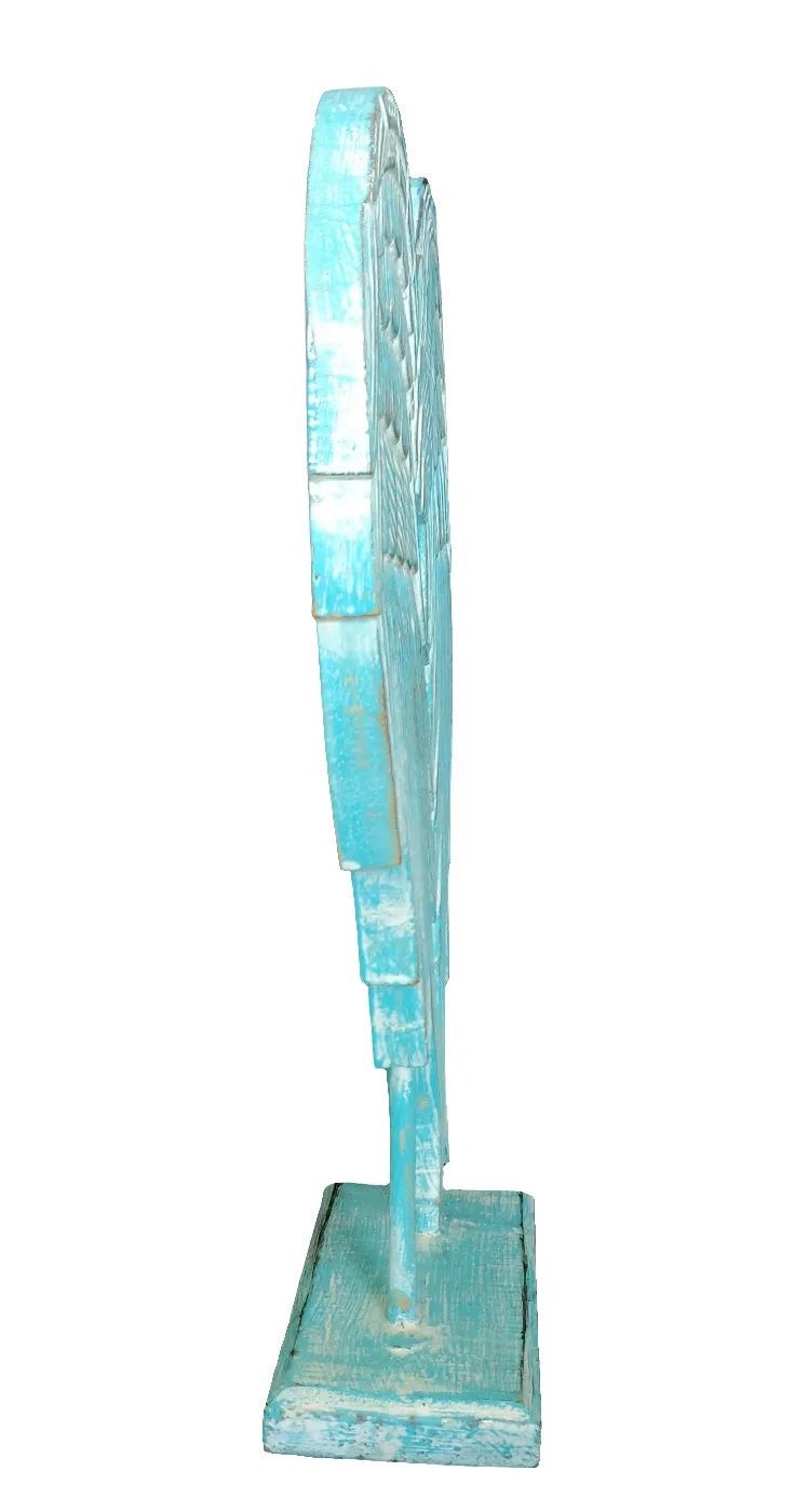 Home Decor Ornament. Angel Wings Sculpture Statue On Stand, Hand Carved and Painted.