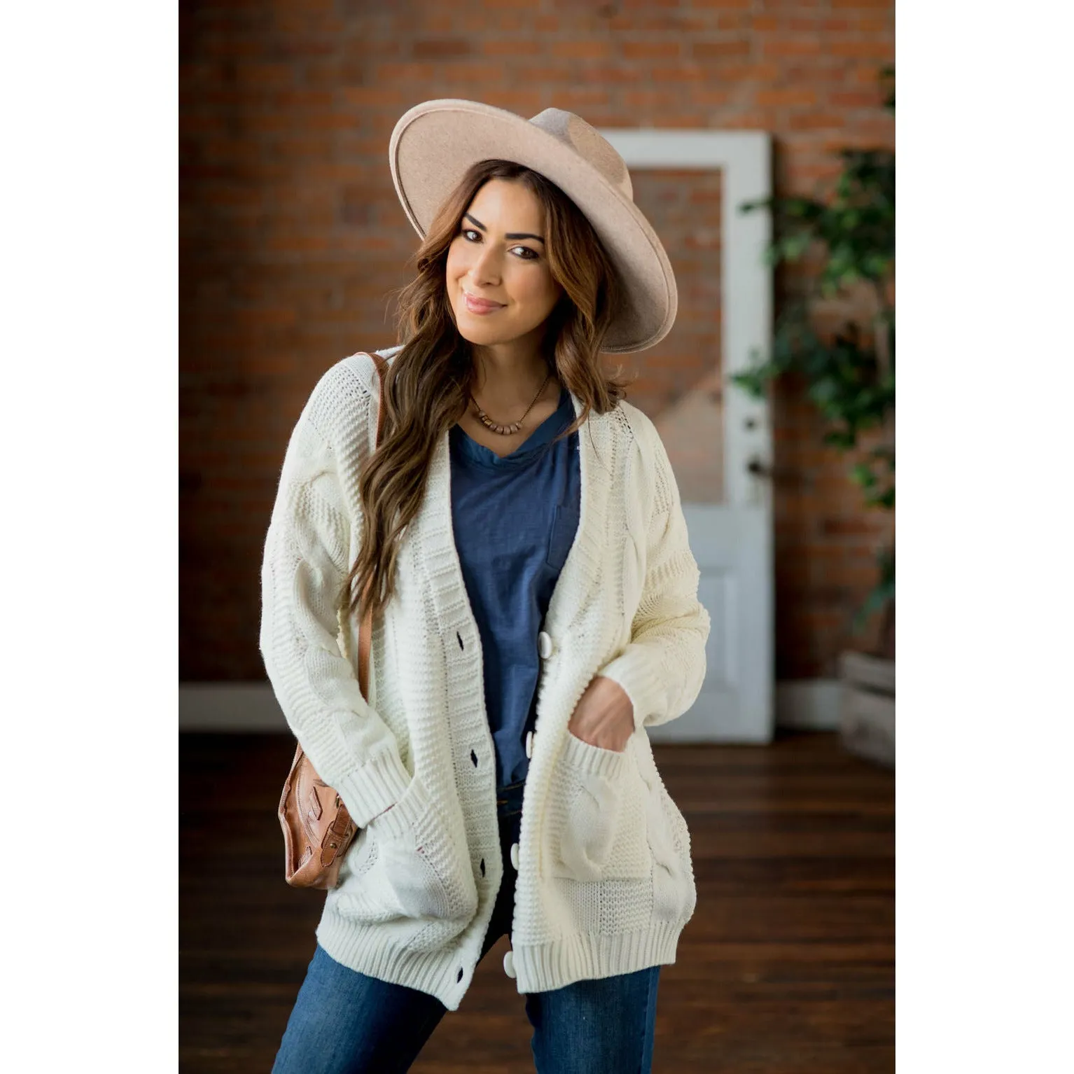 Intricately Detailed Knit Tunic Cardigan