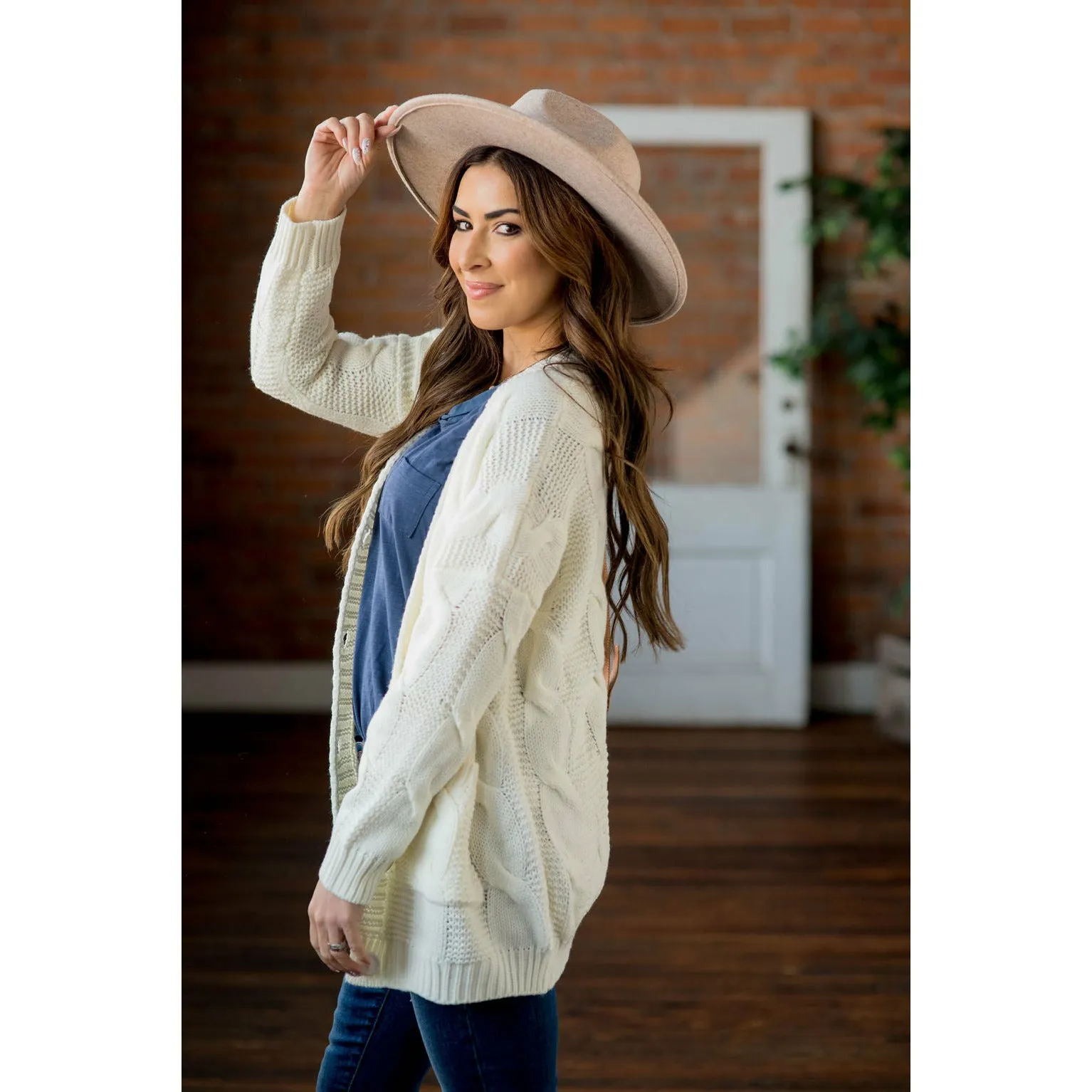 Intricately Detailed Knit Tunic Cardigan