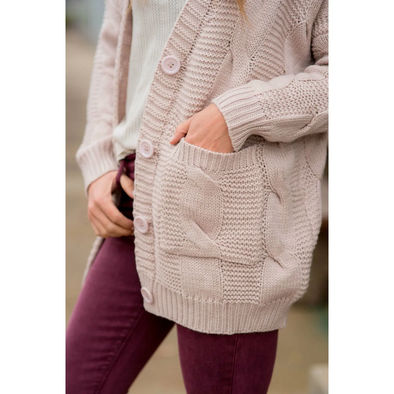 Intricately Detailed Knit Tunic Cardigan