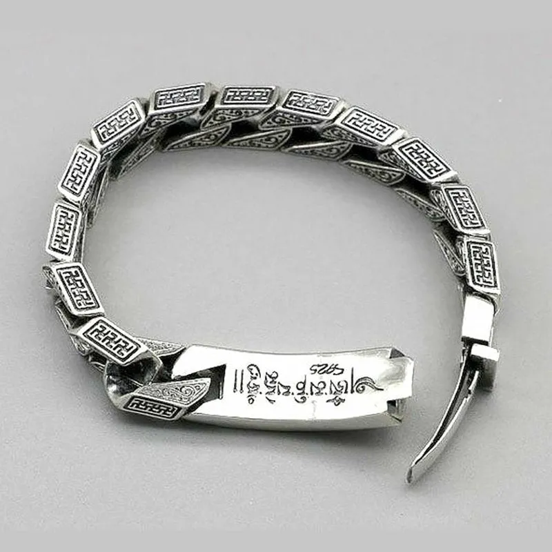 Intricately Detailed Sterling Silver Men's Bracelet