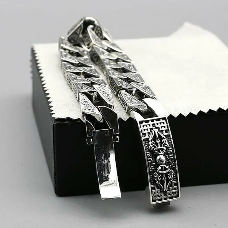Intricately Detailed Sterling Silver Men's Bracelet