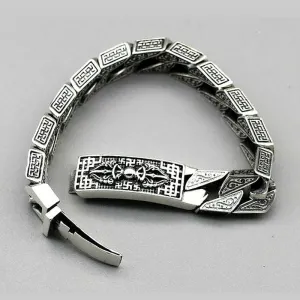Intricately Detailed Sterling Silver Men's Bracelet