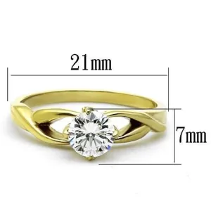 IP Gold(Ion Plating) Stainless Steel Ring with AAA Grade CZ in Clear for Women Style TK1416