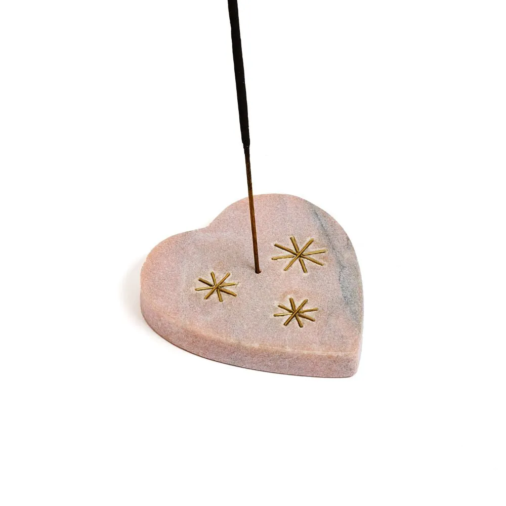 Jaipuri Pink Marble Heart Incense Holder