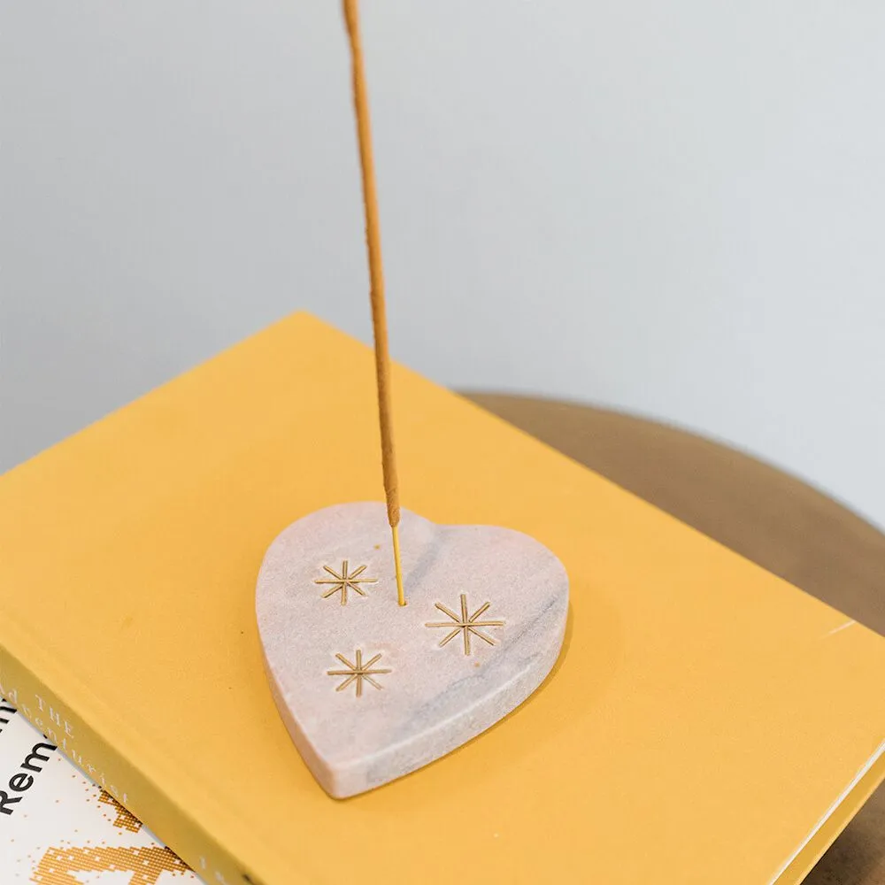 Jaipuri Pink Marble Heart Incense Holder