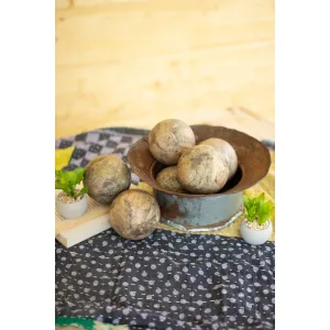 Kalalou - SET OF SIX HAND CARVED MANGO WOOD SPHERES - NMCC1119