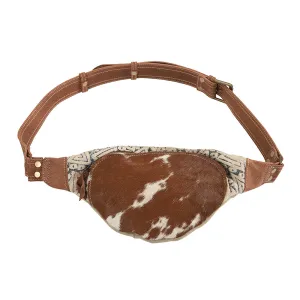 KB288 - KB288-FANNY PACK Real Cowhide Leather and Upcycled Canvas Ladies Bag 11x7 - KB288
