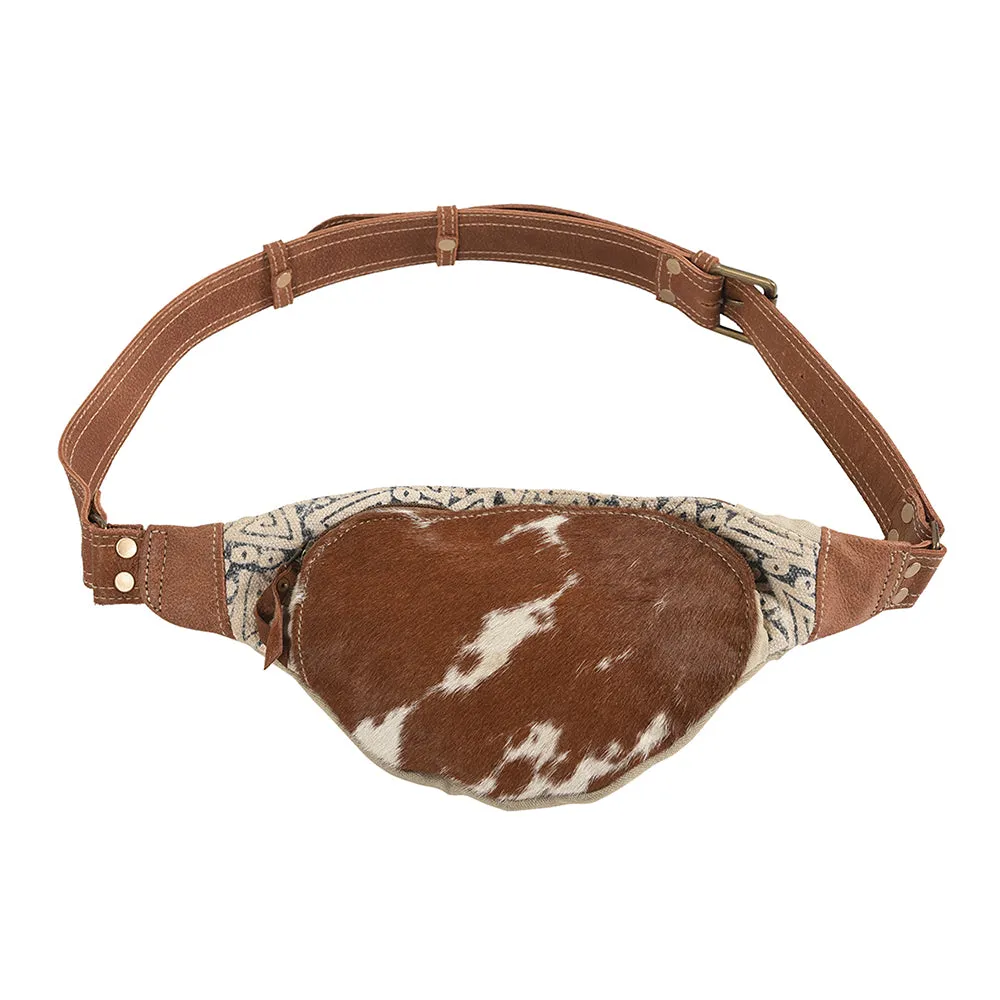 KB288 - KB288-FANNY PACK Real Cowhide Leather and Upcycled Canvas Ladies Bag 11x7 - KB288