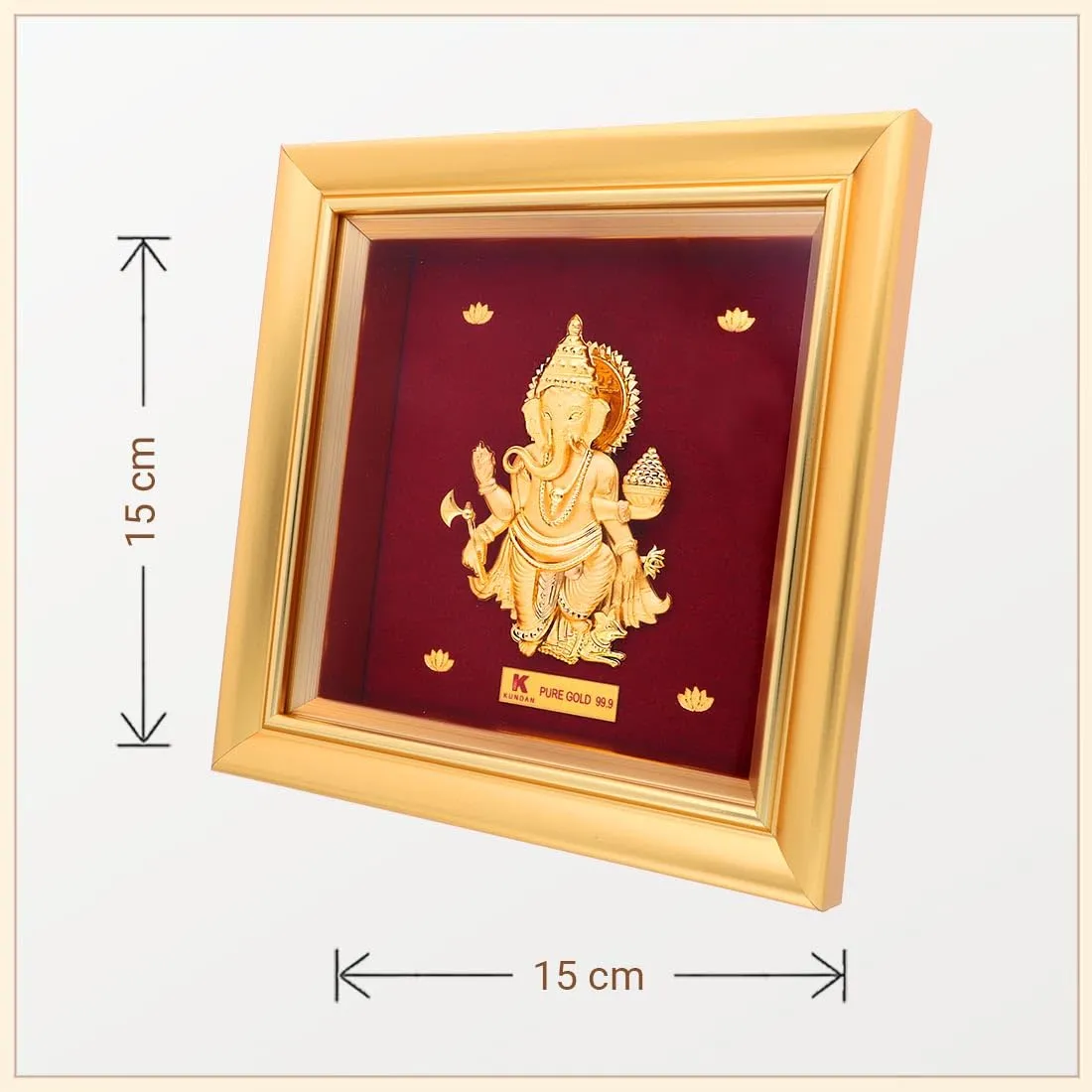 KUNDAN 24k Gold Foiled Artwork Ganesha Frame (S1) 15 * 15cm