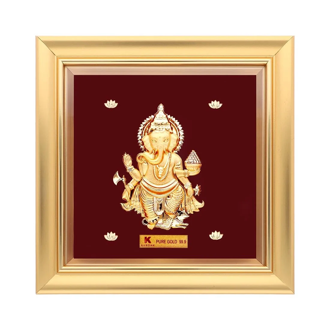 KUNDAN 24k Gold Foiled Artwork Ganesha Frame (S1) 15 * 15cm
