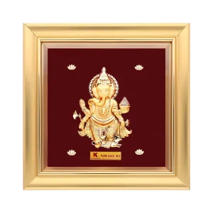 KUNDAN 24k Gold Foiled Artwork Ganesha Frame (S1) 15 * 15cm