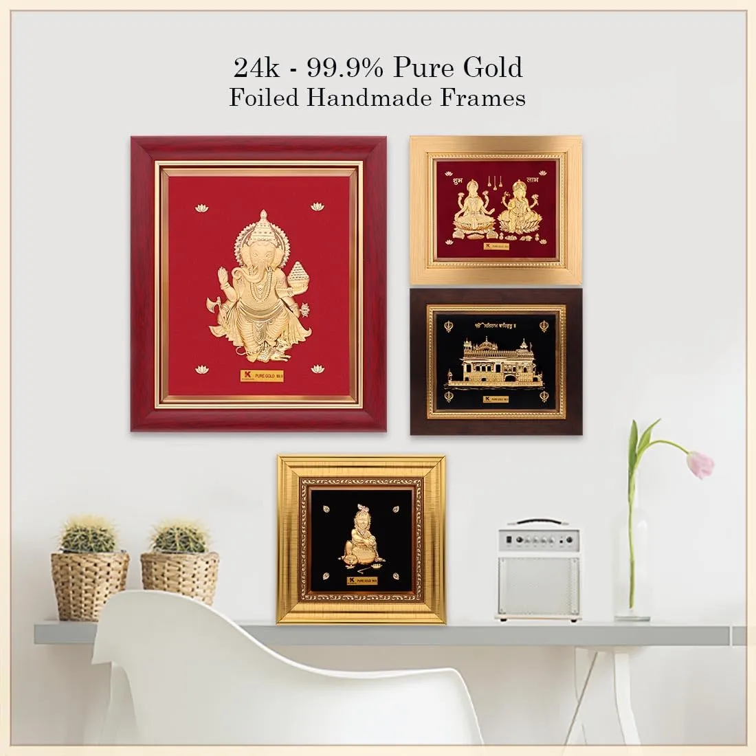 KUNDAN 24k Gold Foiled Handmade Bal Gopal Frame (S2) 16 * 18.5cm