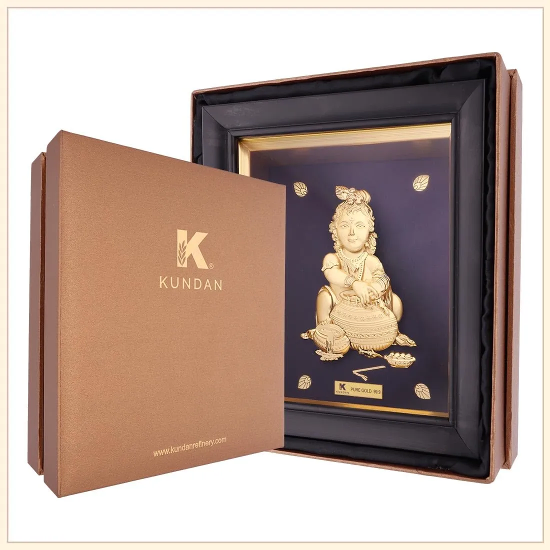 KUNDAN 24k Gold Foiled Handmade Bal Gopal Frame (S2) 16 * 18.5cm