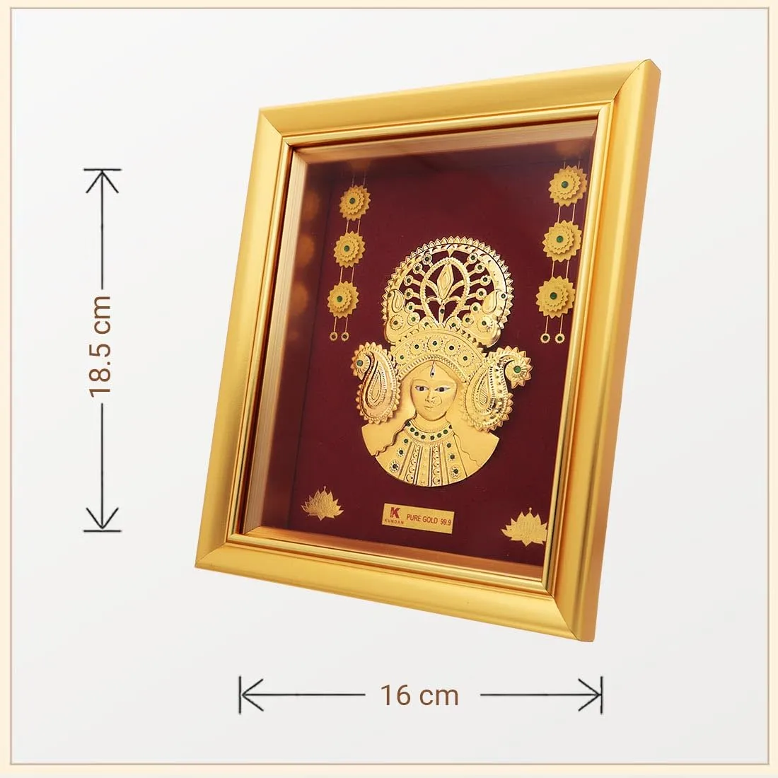 KUNDAN 24k Gold Foiled Handmade Frame Goddess Durga 16 * 18.5 cmS2