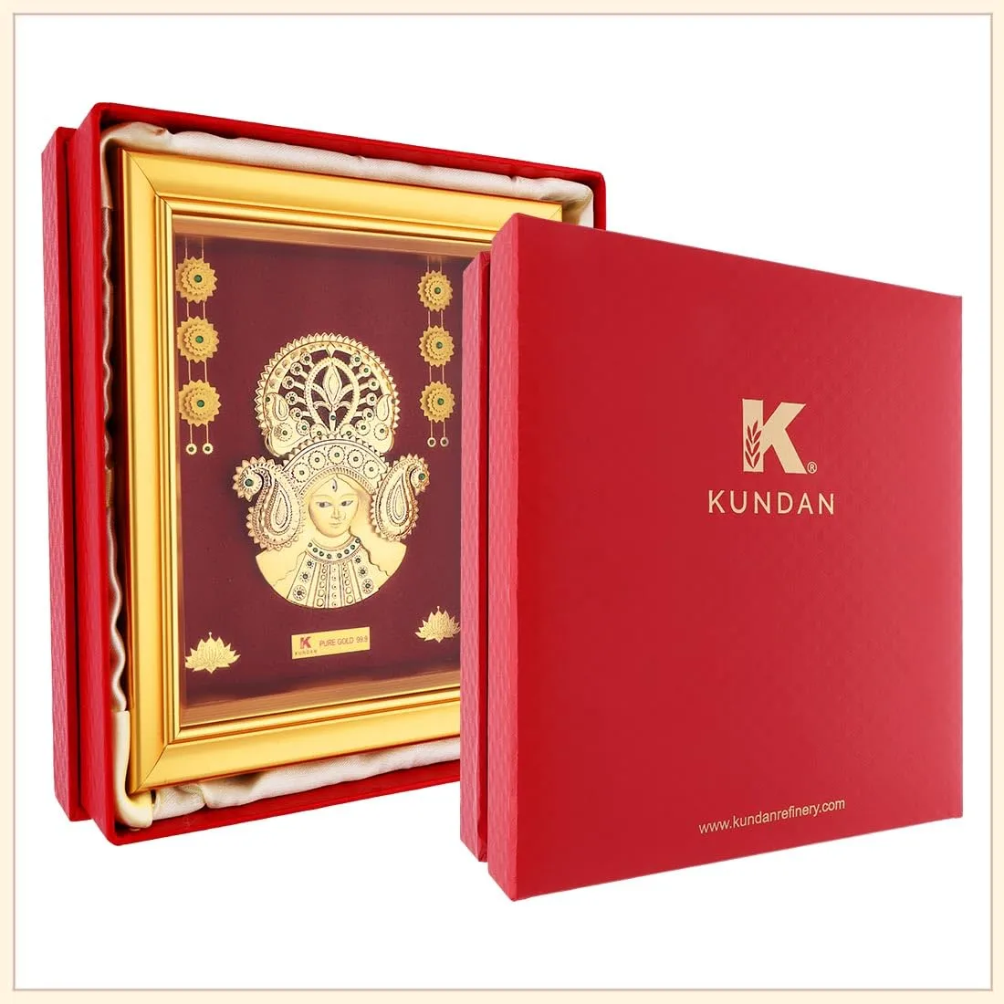 KUNDAN 24k Gold Foiled Handmade Frame Goddess Durga 16 * 18.5 cmS2