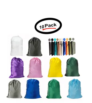 Large 29"X40" Laundry Bag Heavy Duty Nylon With Drawstring Assorted (10 Pack)