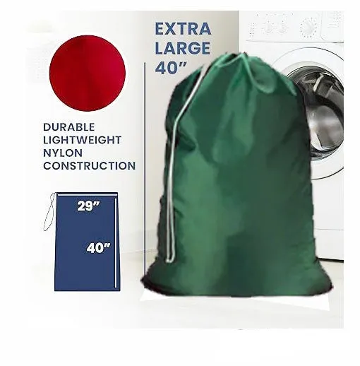 Large 29"X40" Laundry Bag Heavy Duty Nylon With Drawstring Assorted (10 Pack)