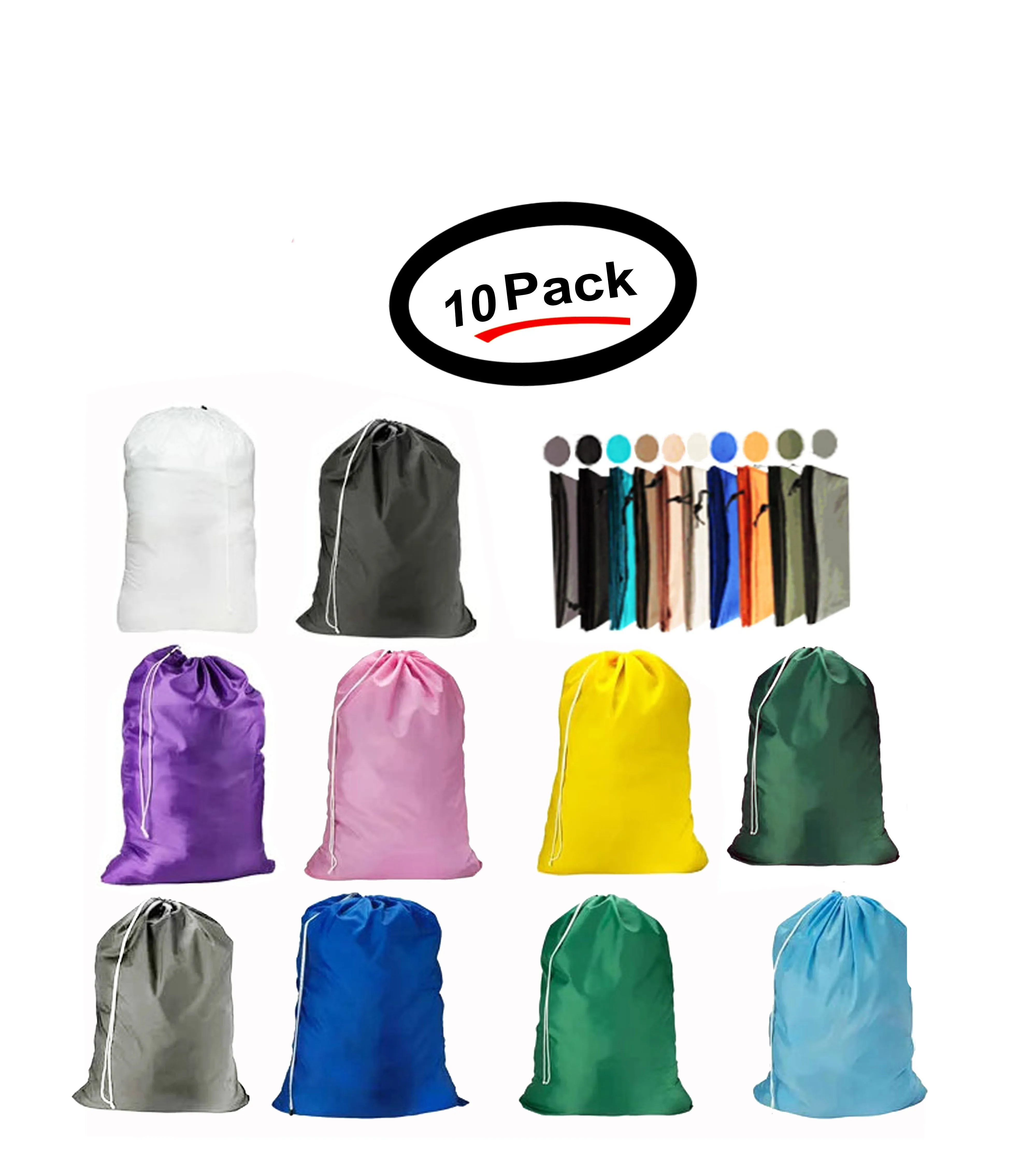 Large 29"X40" Laundry Bag Heavy Duty Nylon With Drawstring Assorted (10 Pack)